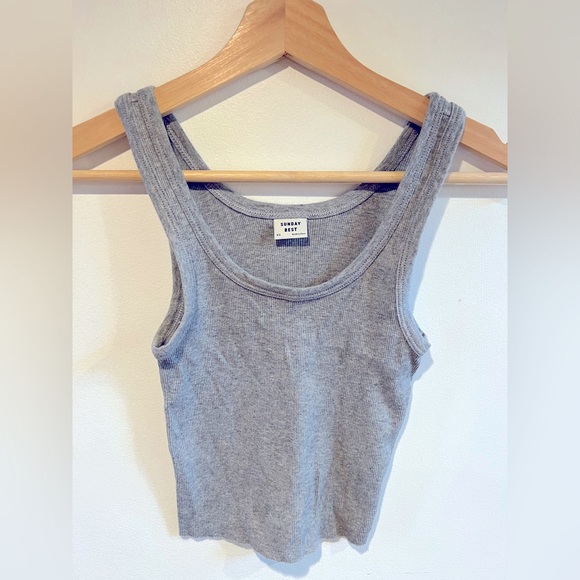 Aritzia Tops - Aritzia Sundays Best Cropped Grey Tank XS